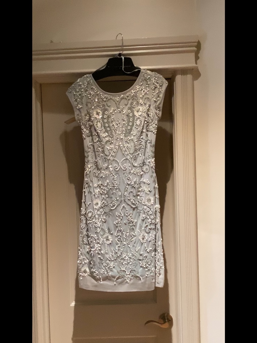 Aidan Mattox Light Blue Beaded Mini Dress
